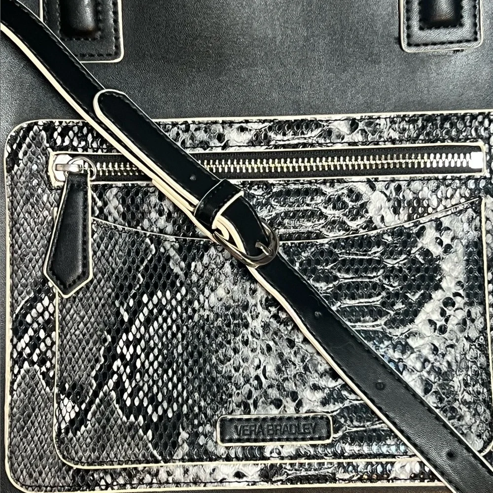 Vera Bradley Python Bowler Satchel Black with Zip around Wallet wristlet